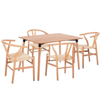 ΣΕΤ ΤΡΑΠΕΖΑΡΙΑΣ 5ΤΜΧ ART MAISON GURUTARO MDF TOP-ΞΥΛΟ ΟΞΙΑΣ & PAPER ROPE ΣΕ ΦΥΣΙΚΟ