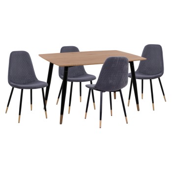 ΣΕΤ ΤΡΑΠΕΖΑΡΙΑΣ 5ΤΜΧ ART MAISON BELLIBOLT MDF TOP-ΒΕΛΟΥΔΟ ΓΚΡΙ & ΜΕΤΑΛΛΟ ΜΑΥΡΟ