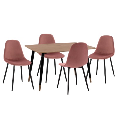 ΣΕΤ ΤΡΑΠΕΖΑΡΙΑΣ 5ΤΜΧ ART MAISON BELDUM MDF TOP-ΒΕΛΟΥΔΟ ΣΑΠΙΟ ΜΗΛΟ & ΜΕΤΑΛΛΟ ΜΑΥΡΟ