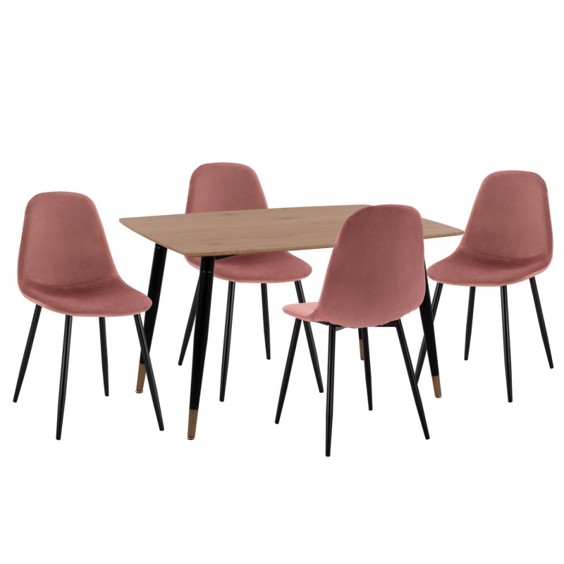 ΣΕΤ ΤΡΑΠΕΖΑΡΙΑΣ 5ΤΜΧ ART MAISON BELDUM MDF TOP-ΒΕΛΟΥΔΟ ΣΑΠΙΟ ΜΗΛΟ & ΜΕΤΑΛΛΟ ΜΑΥΡΟ