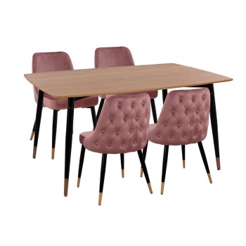 ΣΕΤ ΤΡΑΠΕΖΑΡΙΑΣ 5ΤΜΧ ART MAISON BLIPBUG MDF TOP-ΒΕΛΟΥΔΟ ΣΑΠΙΟ ΜΗΛΟ & ΜΕΤΑΛΛΟ ΜΑΥΡΟ