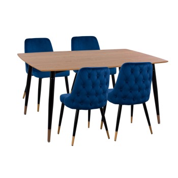 ΣΕΤ ΤΡΑΠΕΖΑΡΙΑΣ 5ΤΜΧ ART MAISON BLIPBUG MDF TOP-ΒΕΛΟΥΔΟ ΜΠΛΕ & ΜΕΤΑΛΛΟ ΜΑΥΡΟ