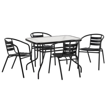 ΣΕΤ ΤΡΑΠΕΖΑΡΙΑΣ 5ΤΜΧ ART MAISON GOTTI ΚΑΡΕΚΛΕΣ ΜΕΤΑΛΛΙΚΕΣ & ΤΡΑΠΕΖΙ 110x60 ΜΑΥΡΟ