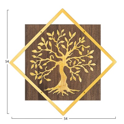 ΔΙΑΚΟΣΜΗΤΙΚΟ ΤΟΙΧΟΥ ΔΕΝΤΡΟ ART MAISON STARAPTOR-ΦΥΛΛΑ ΜΕΤΑΛΛΟΥ ΧΡΥΣΑ-ΞΥΛΟ 54x3(βάθος)x54Υεκ.