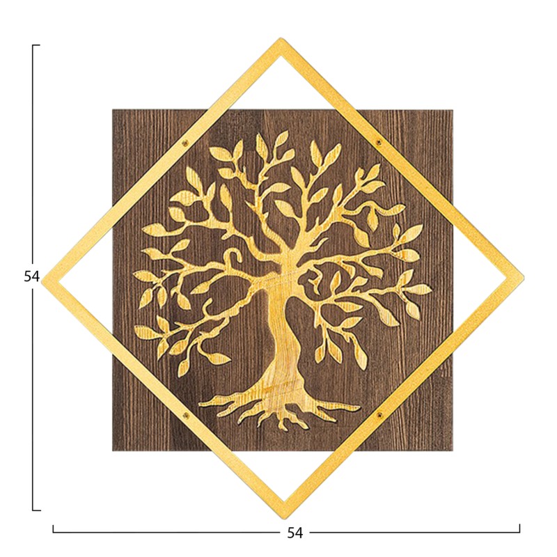 ΔΙΑΚΟΣΜΗΤΙΚΟ ΤΟΙΧΟΥ ΔΕΝΤΡΟ ART MAISON STARAPTOR-ΦΥΛΛΑ ΜΕΤΑΛΛΟΥ ΧΡΥΣΑ-ΞΥΛΟ 54x3(βάθος)x54Υεκ.