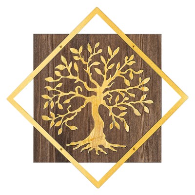 ΔΙΑΚΟΣΜΗΤΙΚΟ ΤΟΙΧΟΥ ΔΕΝΤΡΟ ART MAISON STARAPTOR-ΦΥΛΛΑ ΜΕΤΑΛΛΟΥ ΧΡΥΣΑ-ΞΥΛΟ 54x3(βάθος)x54Υεκ.