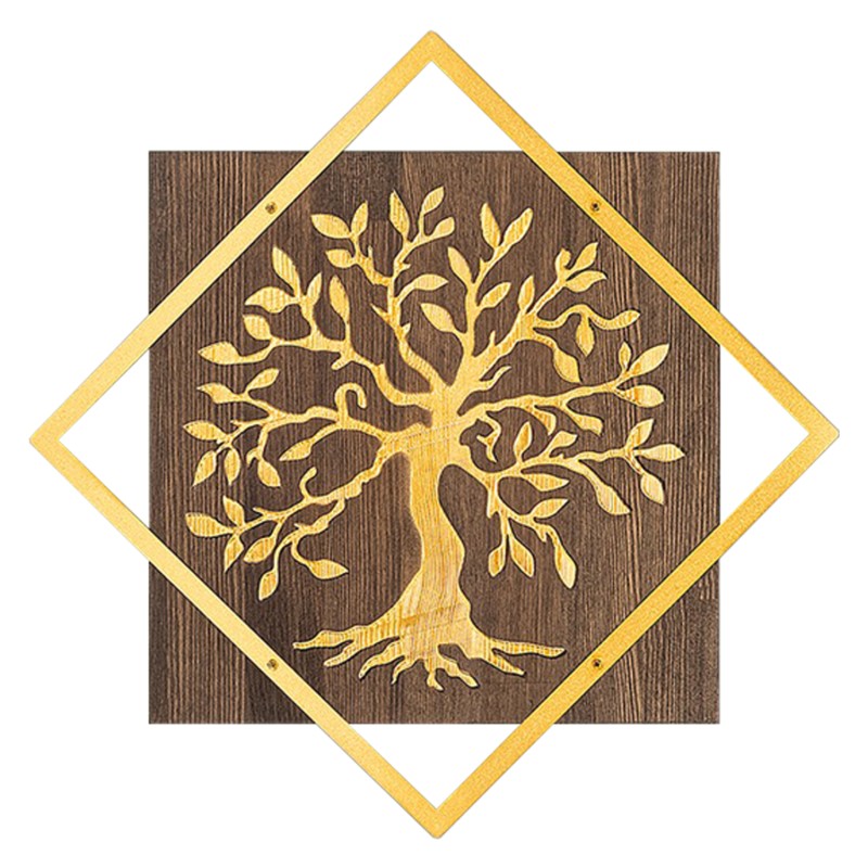 ΔΙΑΚΟΣΜΗΤΙΚΟ ΤΟΙΧΟΥ ΔΕΝΤΡΟ ART MAISON STARAPTOR-ΦΥΛΛΑ ΜΕΤΑΛΛΟΥ ΧΡΥΣΑ-ΞΥΛΟ 54x3(βάθος)x54Υεκ.