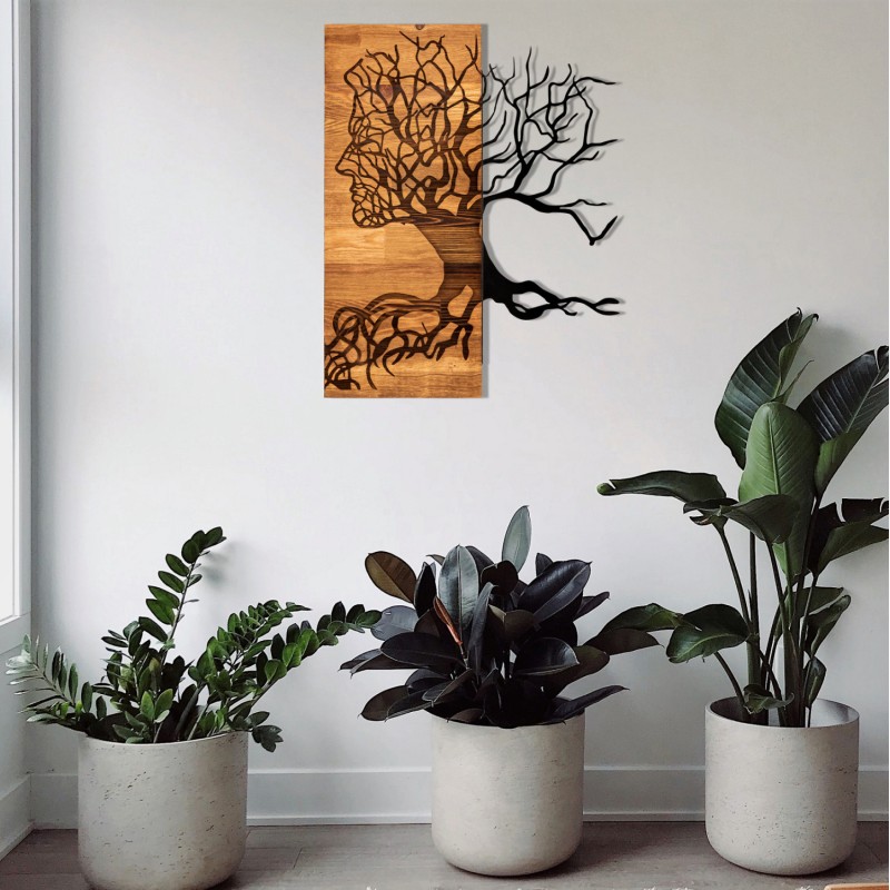 ΔΙΑΚΟΣΜΗΤΙΚΟ ΤΟΙΧΟΥ ART MAISON SNEASEL-ΦΥΛΛΑ ΜΕΤΑΛΛΟΥ ΜΑΥΡΑ-ΞΥΛΟ 45x3(βάθος)x58Υεκ.