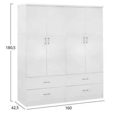 ΝΤΟΥΛΑΠΑ 4ΦΥΛΛΗ ART MAISON DIDIT ME 4 ΣΥΡΤΑΡΙΑ ΜΕΛΑΜΙΝΗ ΣΕ ΛΕΥΚΟ 160x42,5x180,5Υεκ