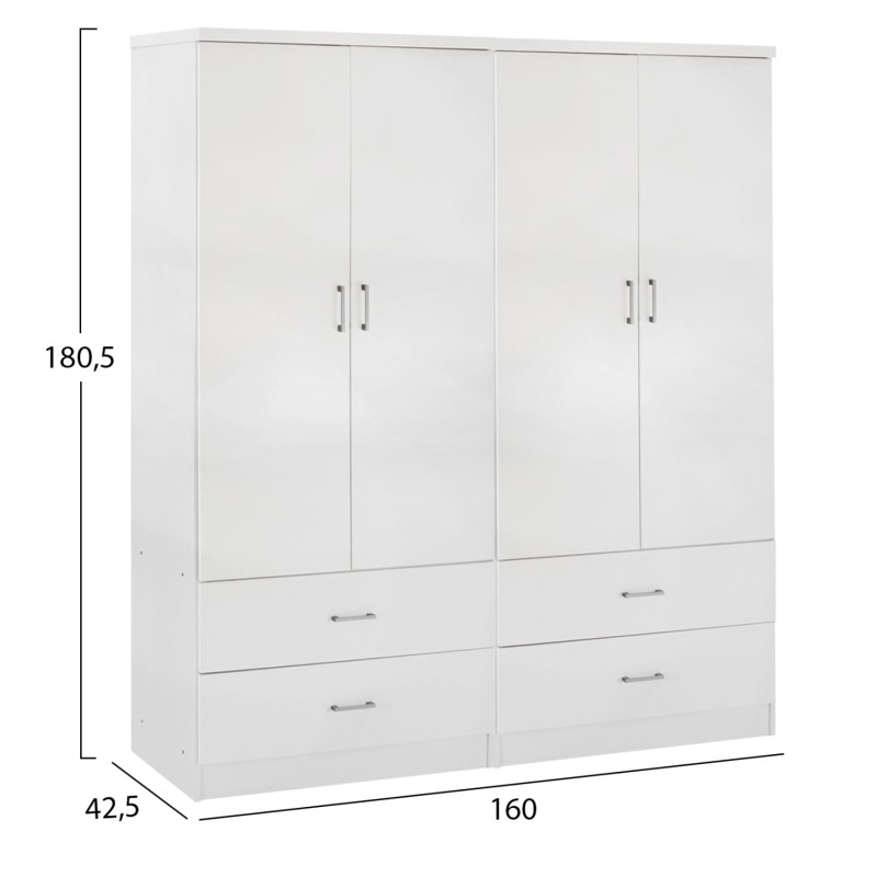 ΝΤΟΥΛΑΠΑ 4ΦΥΛΛΗ ART MAISON DIDIT ME 4 ΣΥΡΤΑΡΙΑ ΜΕΛΑΜΙΝΗ ΣΕ ΛΕΥΚΟ 160x42,5x180,5Υεκ