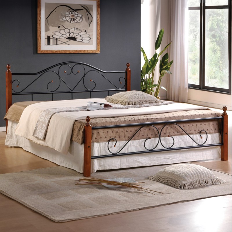 ΚΡΕΒΑΤΙ ΔΙΠΛΟ & ΣΤΡΩΜΑ ART MAISON AGYO ΜΕΤΑΛΛΟ & ΞΥΛΟ ΣΕ DIRTY OAK--ΣΤΡΩΜΑ 150x200εκ