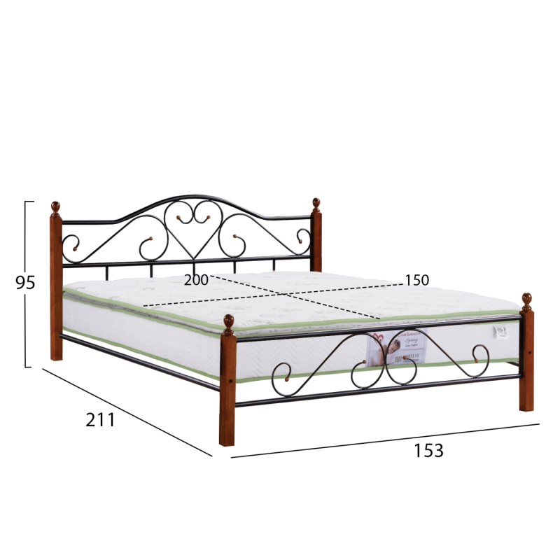 ΚΡΕΒΑΤΙ ΔΙΠΛΟ & ΣΤΡΩΜΑ ART MAISON AGYO ΜΕΤΑΛΛΟ & ΞΥΛΟ ΣΕ DIRTY OAK--ΣΤΡΩΜΑ 150x200εκ