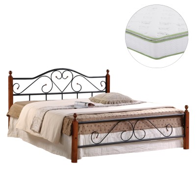 ΚΡΕΒΑΤΙ ΔΙΠΛΟ & ΣΤΡΩΜΑ ART MAISON AGYO ΜΕΤΑΛΛΟ & ΞΥΛΟ ΣΕ DIRTY OAK--ΣΤΡΩΜΑ 150x200εκ