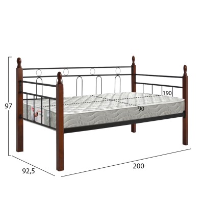 ΚΑΝΑΠΕΣ ΚΡΕΒΑΤΙ ΜΕ ΣΤΡΩΜΑ ART MAISON AGSILLY ΜΕΤΑΛΛΟ & ΞΥΛΟ ΣΕ DIRTY OAK--ΣΤΡΩΜΑ 90Χ190εκ