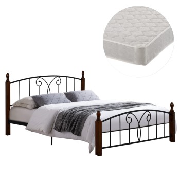 ΚΡΕΒΑΤΙ ΔΙΠΛΟ & ΣΤΡΩΜΑ ART MAISON AGOTOPI ΜΕΤΑΛΛΟ & ΞΥΛΟ ΣΕ ΚΑΡΥΔΙ--ΣΤΡΩΜΑ 150x200εκ