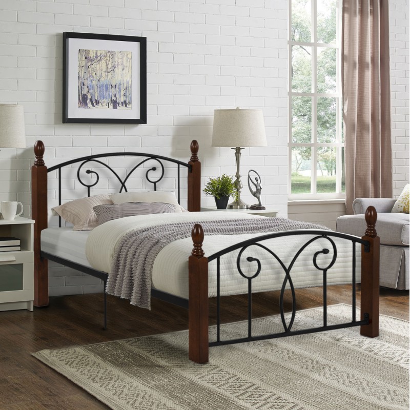 ΚΡΕΒΑΤΙ ΗΜΙΔΙΠΛΟ & ΣΤΡΩΜΑ ART MAISON AGOTOPI ΜΕΤΑΛΛΟ & ΞΥΛΟ ΣΕ ΚΑΡΥΔΙ--ΣΤΡΩΜΑ 110x190εκ