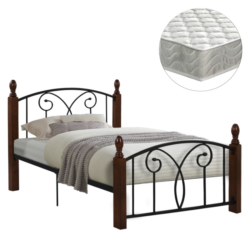 ΚΡΕΒΑΤΙ ΗΜΙΔΙΠΛΟ & ΣΤΡΩΜΑ ART MAISON AGOTOPI ΜΕΤΑΛΛΟ & ΞΥΛΟ ΣΕ ΚΑΡΥΔΙ--ΣΤΡΩΜΑ 110x190εκ