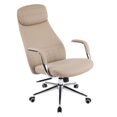 ΚΑΡΕΚΛΑ ΓΡΑΦΕΙΟΥ ART MAISON KUNYUN ΜΠΕΖ PU ΔΕΡΜΑ--ΒΑΣΗ ΧΡΩΜΙΟΥ 67x68x125Υεκ