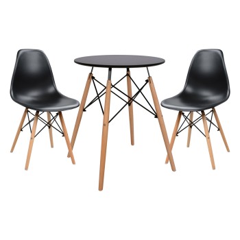 ΣΕΤ ΤΡΑΠΕΖΑΡΙΑΣ 3ΤΜΧ ART MAISON MAIDY ΣΤΡΟΓΓΥΛΟ ΤΡΑΠΕΖΙ Φ60 & 2 ΚΑΡΕΚΛΕΣ ΣΕ ΜΑΥΡΟ