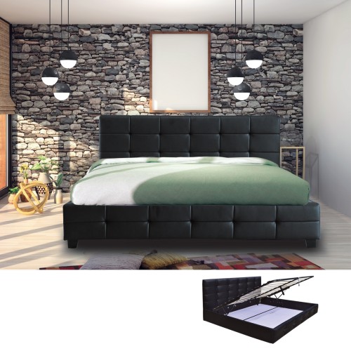 Κρεβάτι Διπλό με αποθηκευτικό χώρο Art Maison Adlington - Black (Για Στρώμα 160x200cm)