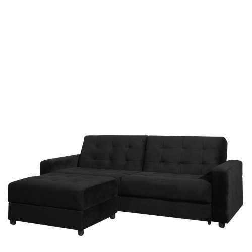 Καναπές Κρεβάτι Τριθέσιος με σκαμπώ Art Maison Warwickshire - Black (193x81x77εκ.)