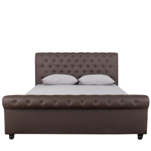 Κρεβάτι Διπλό Art Maison Selestat - Dark Brown PU (Για Στρώμα 160x200cm)