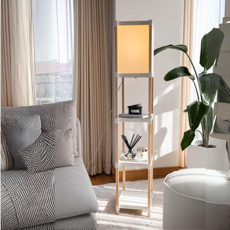 Φωτιστικό δαπέδου Art Maison Okasaki ξύλινο - πλαστικό χρώμα μπεζ 29x25x137εκ.