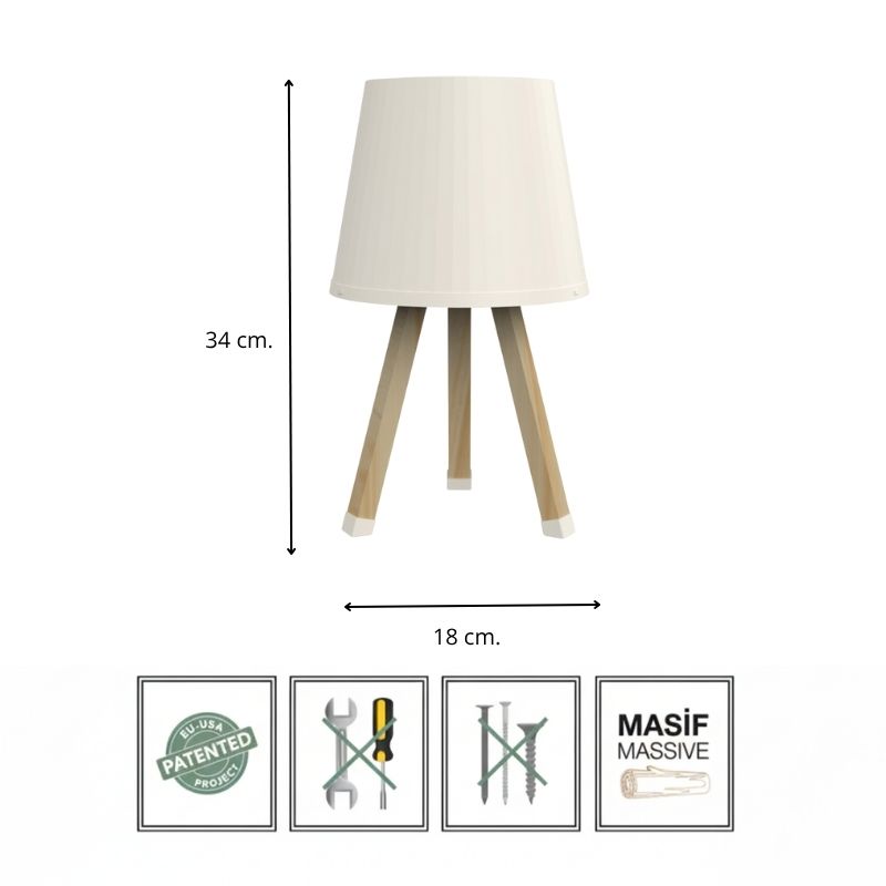 Φωτιστικό επιτραπέζιο Art Maison Aladine ξύλινο - πλαστικό χρώμα μπεζ Ø18x34εκ.