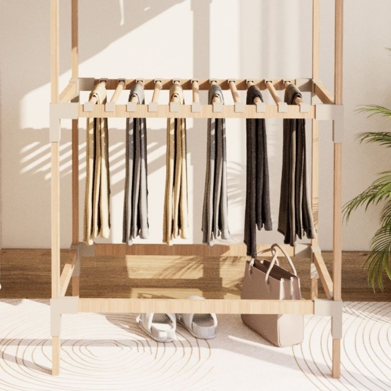 Ντουλάπα ρούχων ανοιχτή Art Maison Duval - Έπιπλο εισόδου ξύλινο - πλαστικό χρώμα φυσικό - μπεζ 75x46x156εκ.