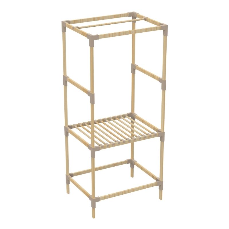 Ντουλάπα ρούχων ανοιχτή Art Maison Duval - Έπιπλο εισόδου ξύλινο - πλαστικό χρώμα φυσικό - μπεζ 75x46x156εκ.