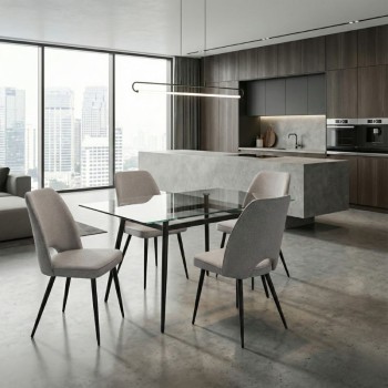 Καρέκλα τραπεζαρίας Art Maison Mosh μπεζ ύφασμα - μεταλλικό μαύρο πόδι 47x59x90εκ.