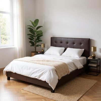 Κρεβάτι Art Maison Clefairy από τεχνόδερμα χρώμα καφέ 160x200εκ.