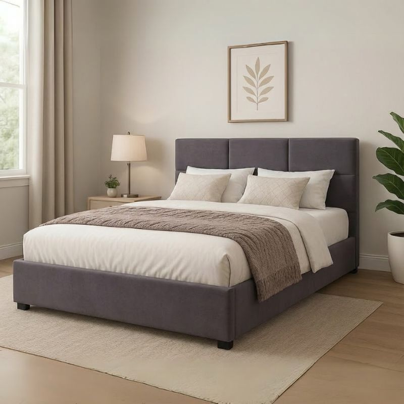 Κρεβάτι Art Maison Caribou βελούδινο με αποθηκευτικό χώρο χρώμα ανθρακί 160x200εκ.