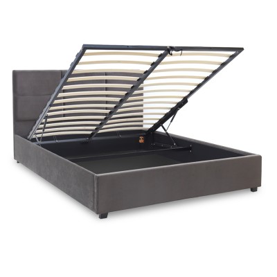 Κρεβάτι Art Maison Caribou βελούδινο με αποθηκευτικό χώρο χρώμα ανθρακί 160x200εκ.