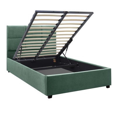 Κρεβάτι Art Maison Mansa βελούδινο με αποθηκευτικό χώρο χρώμα κυπαρρισί 120x200εκ.