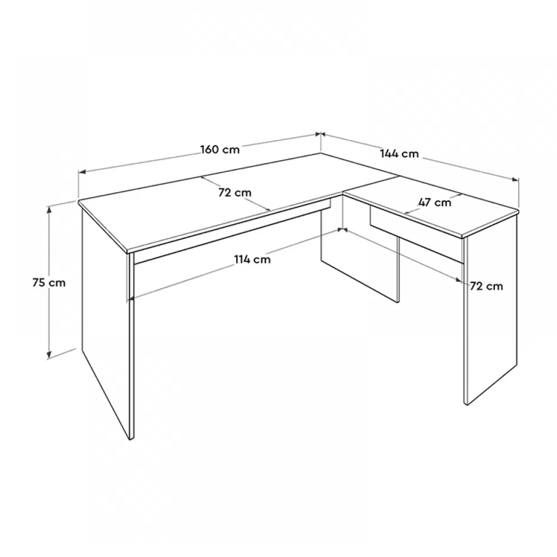Γραφείο διευθυντικό γωνιακό αναστρέψιμο Art Maison Ναυτίλος - Charcoal (160x144x75εκ.)