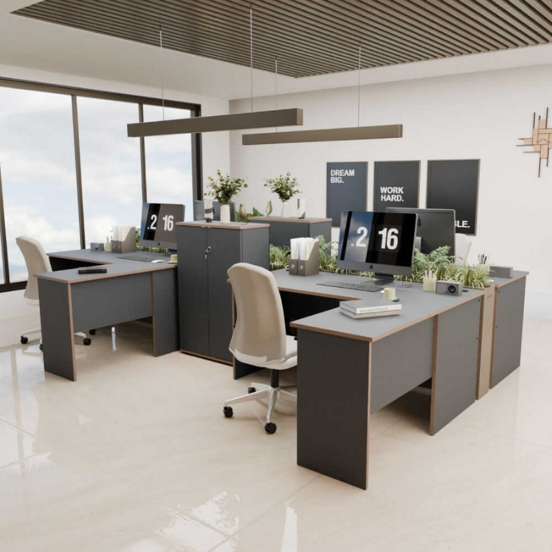 Γραφείο διευθυντικό γωνιακό αναστρέψιμο Art Maison Ναυτίλος - Charcoal (160x144x75εκ.)