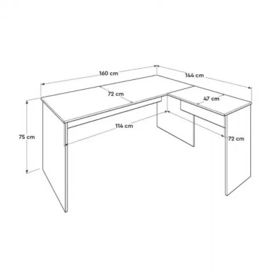 Γραφείο διευθυντικό γωνιακό αναστρέψιμο Art Maison Ναυτίλος - Charcoal (160x144x75εκ.)