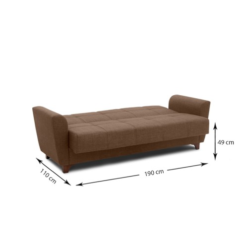 Kαναπές Κρεβάτι Art Maison ΣΑΜΟΣ - Dark Brown (216x85x91εκ.)