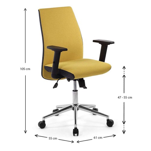 Καρέκλα εργασίας Art Maison Ιδαία - Yellow (61x55x105-113εκ)