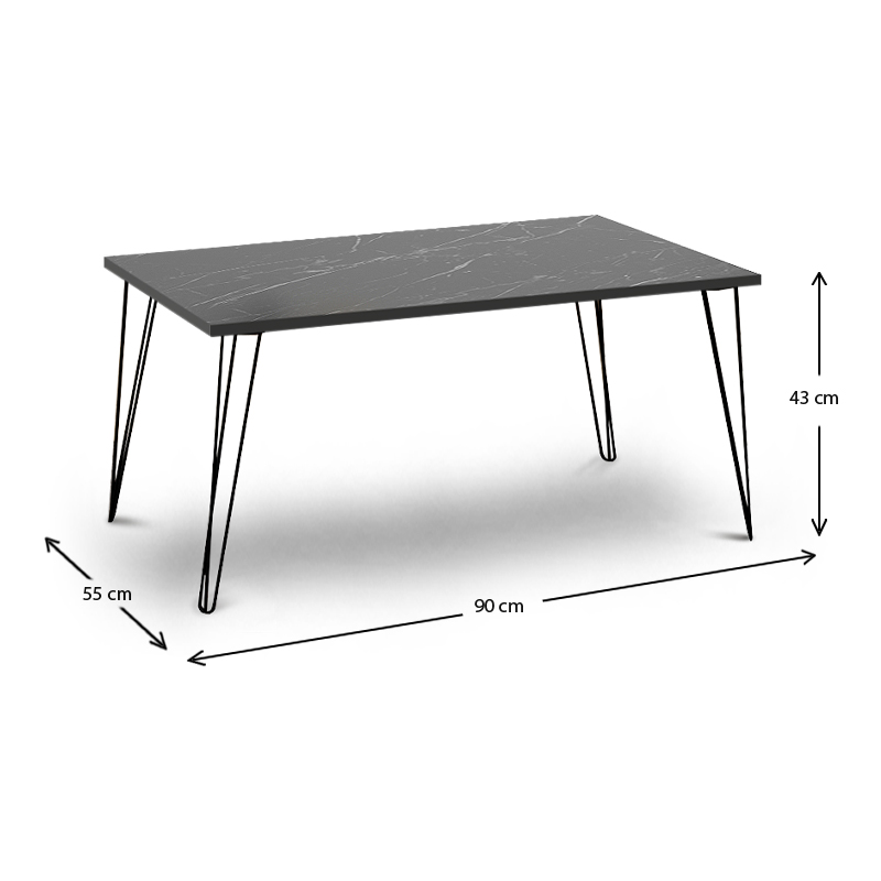 Τραπεζάκι Σαλονιού Art Maison Ηράκλεια - Black Metal (90x55x43εκ.)