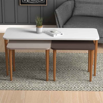 Τραπεζάκι σαλονιού & βοηθητικά τραπεζάκια Art Maison Μεγίστη - White Cappuccino Brown (108x40x44εκ)