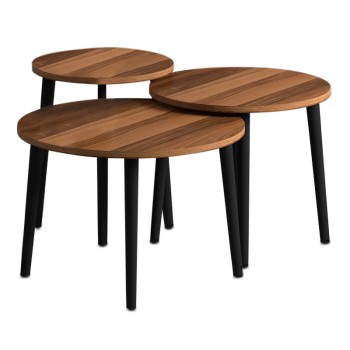 ΤΡΑΠΕΖΑΚΙ ΣΑΛΟΝΙΟΥ ΣΕΤ 3 ΤΕΜΑΧΙΩΝ ART MAISON ATTARD - WALNUT (Φ60x46εκ.)