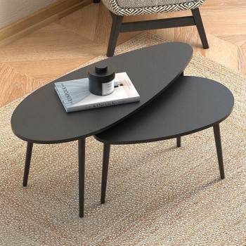 ΤΡΑΠΕΖΑΚΙ ΣΑΛΟΝΙΟΥ ΣΕΤ 2 ΤΕΜΑΧΙΩΝ ART MAISON QAWRA- BLACK (116x46x46εκ.)