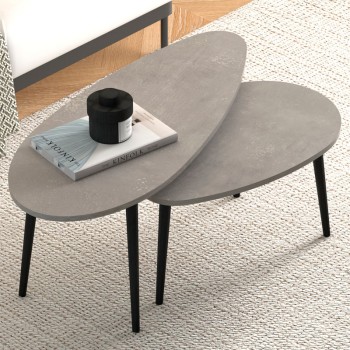 ΤΡΑΠΕΖΑΚΙ ΣΑΛΟΝΙΟΥ ΣΕΤ 2 ΤΕΜΑΧΙΩΝ ART MAISON QAWRA - GREY (116x46x46εκ.)