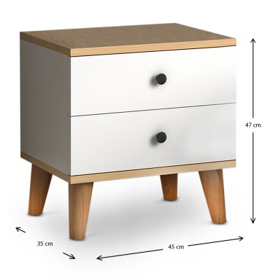 Κομοδίνο Art Maison ΣΠΕΤΣΕΣ - White Natural (45x35x47εκ.)