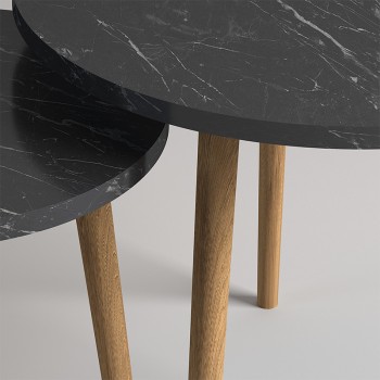 ΤΡΑΠΕΖΑΚΙ ΣΑΛΟΝΙΟΥ ΣΕΤ 2 ΤΕΜΑΧΙΩΝ ART MAISON ATTARD BLACK MARBLE (60x60x46εκ.)