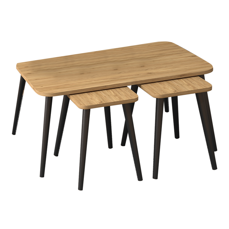 ΤΡΑΠΕΖΑΚΙ ΣΑΛΟΝΙΟΥ ΣΕΤ 3 ΤΕΜΑΧΙΩΝ ART MAIZON BALZAN - NATURAL (90x55x46εκ.)