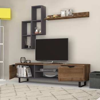 Σύνθεση τηλεόρασης Art Maison Σκύρος - Walnut (160x35x40εκ.)