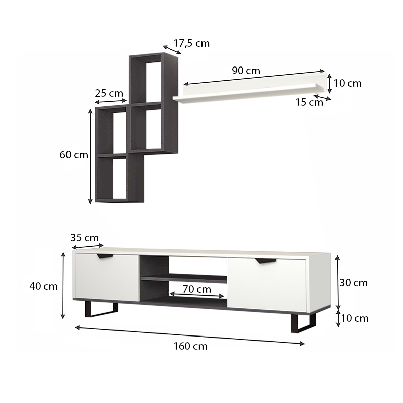 Σύνθεση τηλεόρασης Art Maison Σκύρος - White (160x35x40εκ.)
